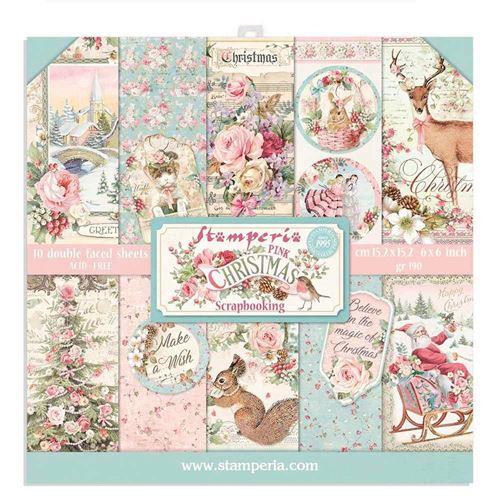 Blocco di Carte Scrap Pink Christmas cm 15 x 15