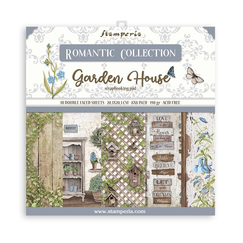 Blocco di Carte Scrap Romantic Garden House cm 20 x 20