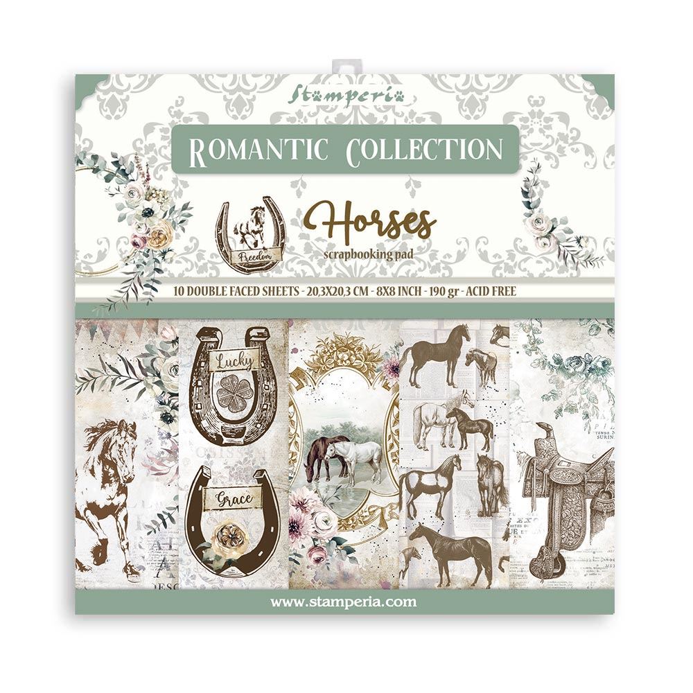 Blocco di Carte Scrap Romantic  Horses cm 20 x 20