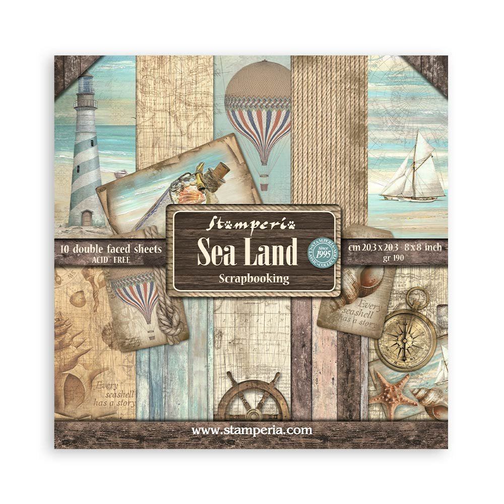 Blocco di Carte Scrap Sea Land cm 20 X 20