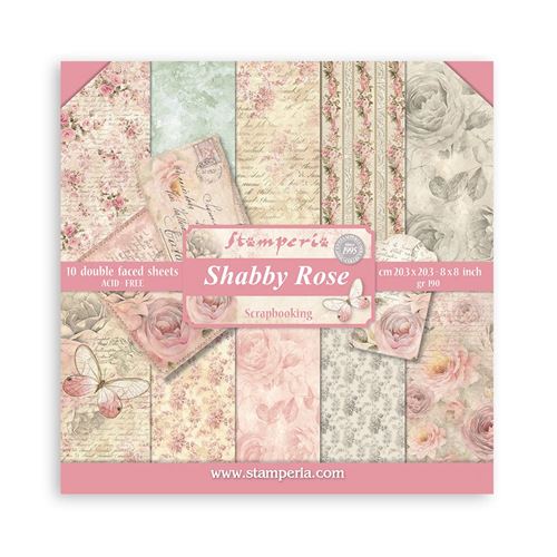 Blocco di Carte Scrap Shabby Rose cm 20 X 20