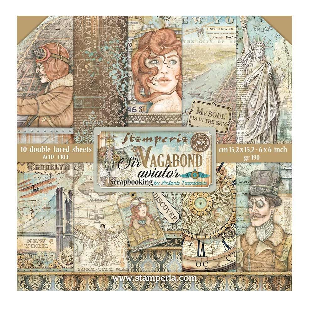 Blocco di Carte Scrap Sir Vagabond Aviator cm 15 x 15