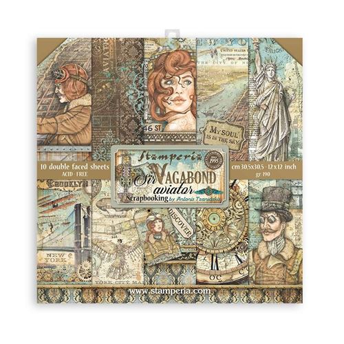 Blocco di Carte Scrap Sir Vagabond Aviator cm 30 x 30