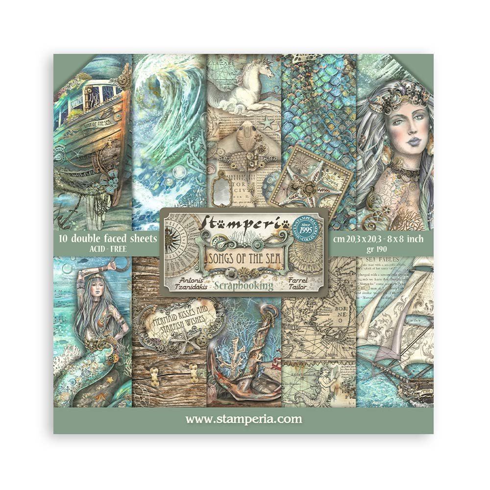 Blocco di Carte Scrap Songs of the Sea cm 20 X 20