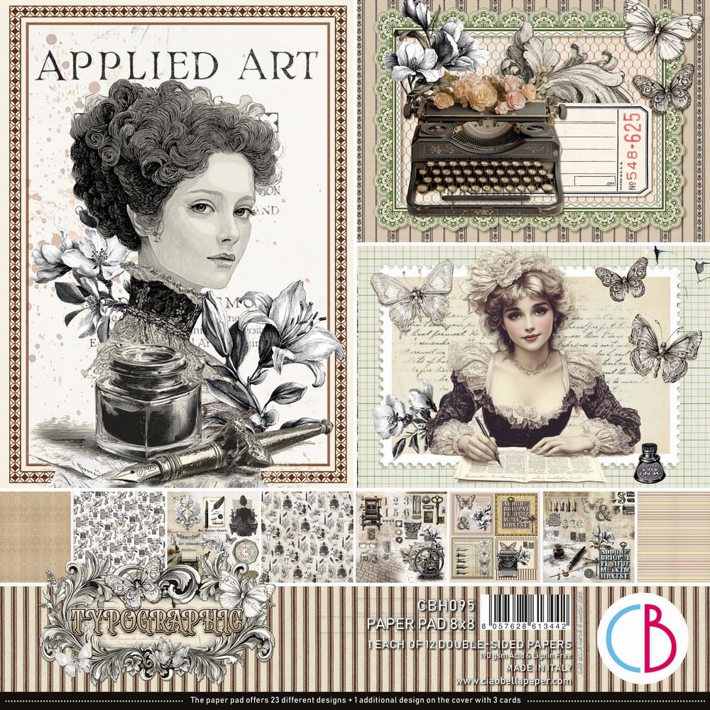 Blocco di Carte Scrap Typographic Pad cm 20 x 20