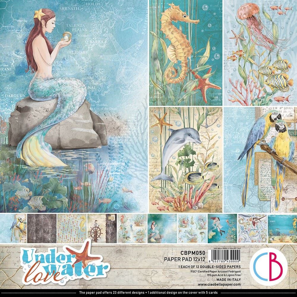 Blocco di Carte Scrap Underwater Love cm 30 x 30