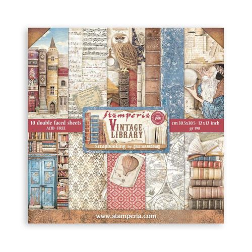 Blocco di Carte Scrap Vintage Library cm 30 X 30