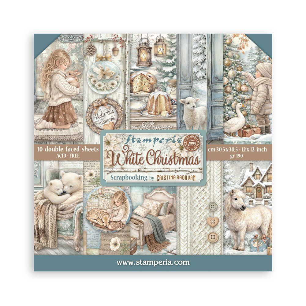 Blocco di Carte Scrap White Christmas cm 30 X 30