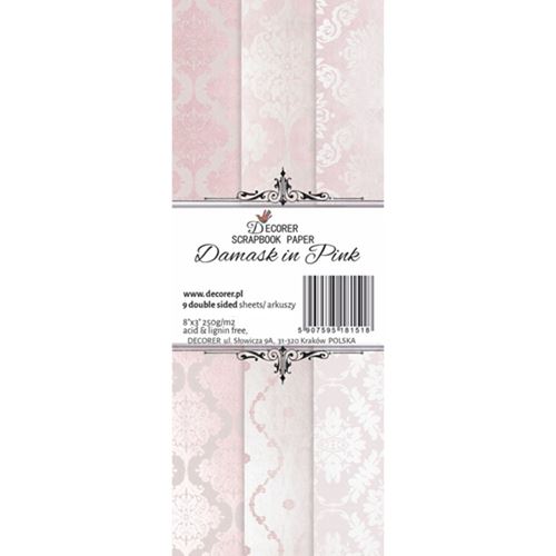 Blocco di carte Scrap Damask in Pink cm 7,5 X 20,5