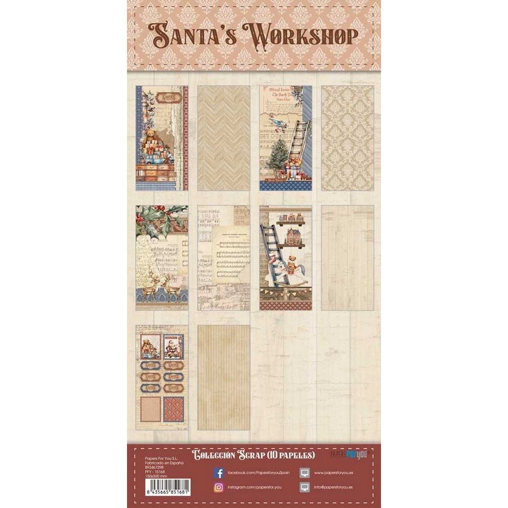 Blocco di carte Scrap Santa's Workshop cm 15 X 30