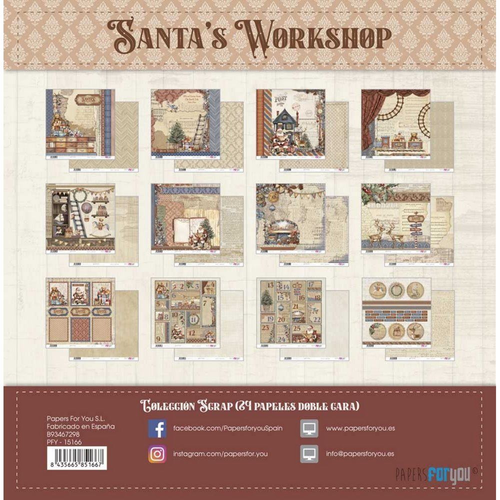 Blocco di carte Scrap Santa's Workshop cm 20 x 20