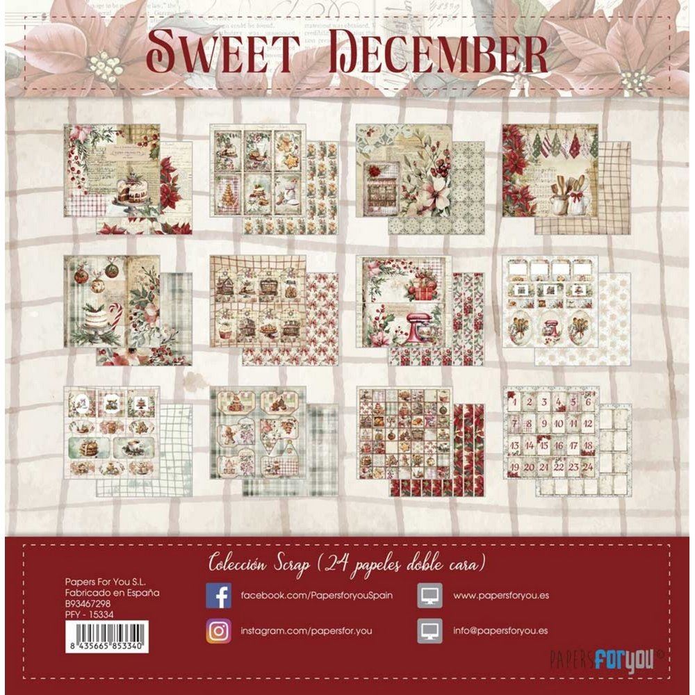 Blocco di carte Scrap Sweet December cm 15 X 15