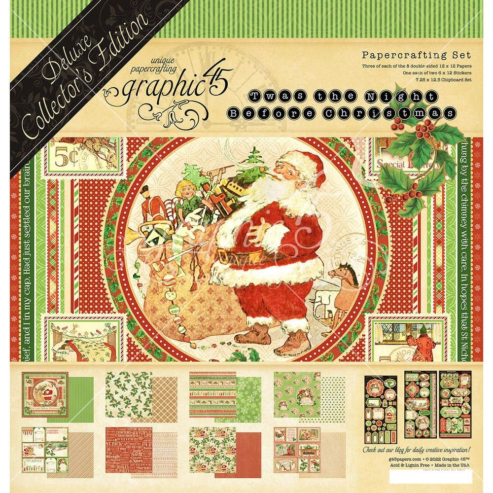 Blocco di carte Scrap Twas the Night Before Christmas Deluxe Edition cm 30 x 30