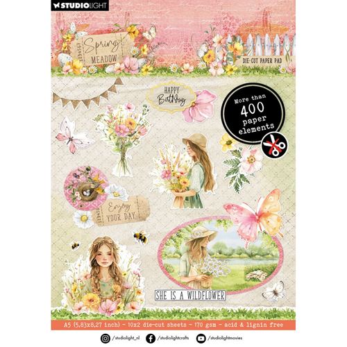 Blocco di carte Spring Meadow Die-cut paper pad cm 15 x 21