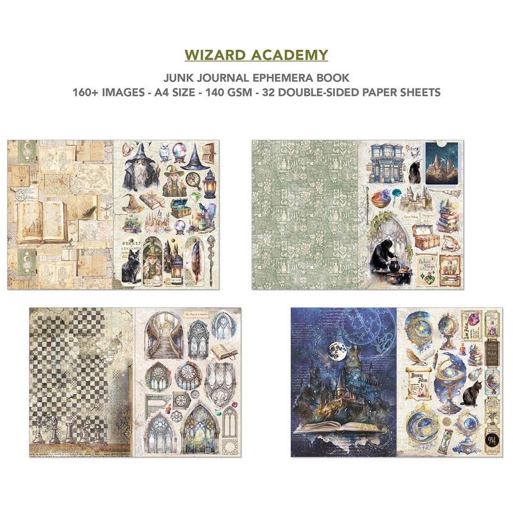 Junk Journal & Ephemera Book Wizard Academy A4 - Mondo Fai da Te