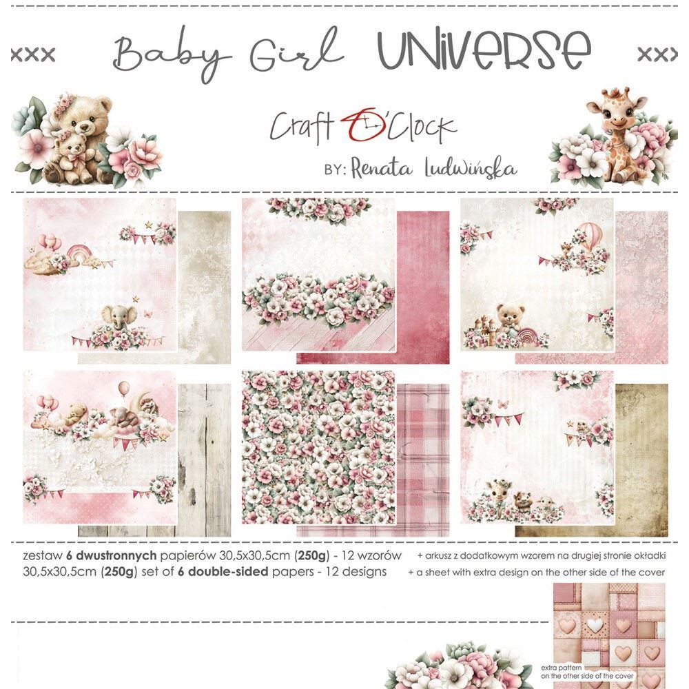 Blocco di carte scrap Baby Girl Universe cm 30 x 30