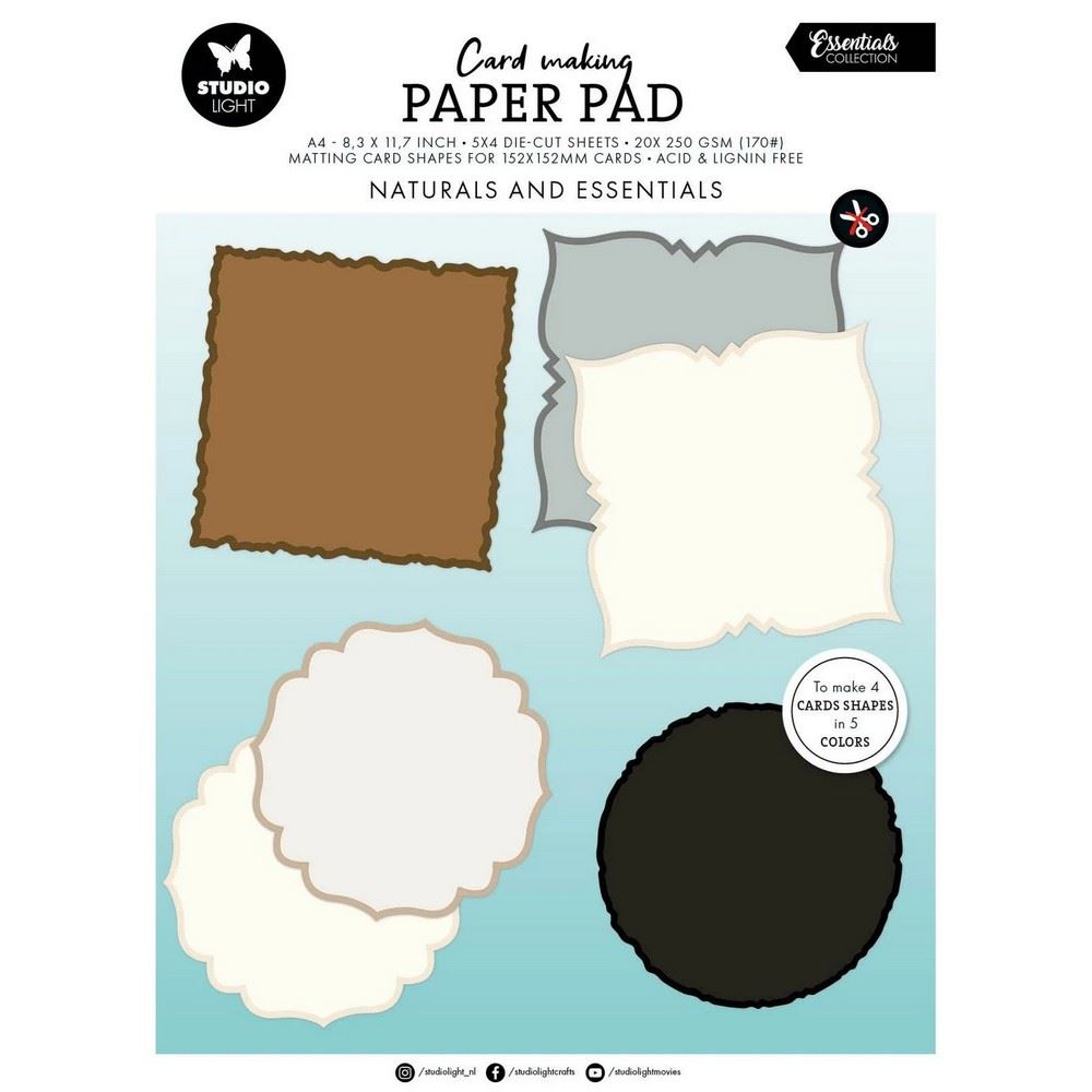 Blocco di carte scrap Card Making Naturals and Essential 15x15