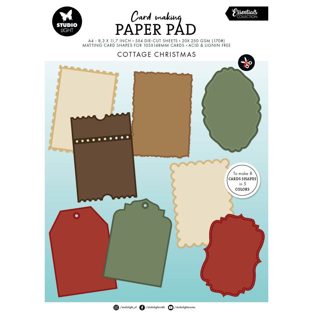 Blocco di carte scrap Card Making Cottage Christmas 10x14
