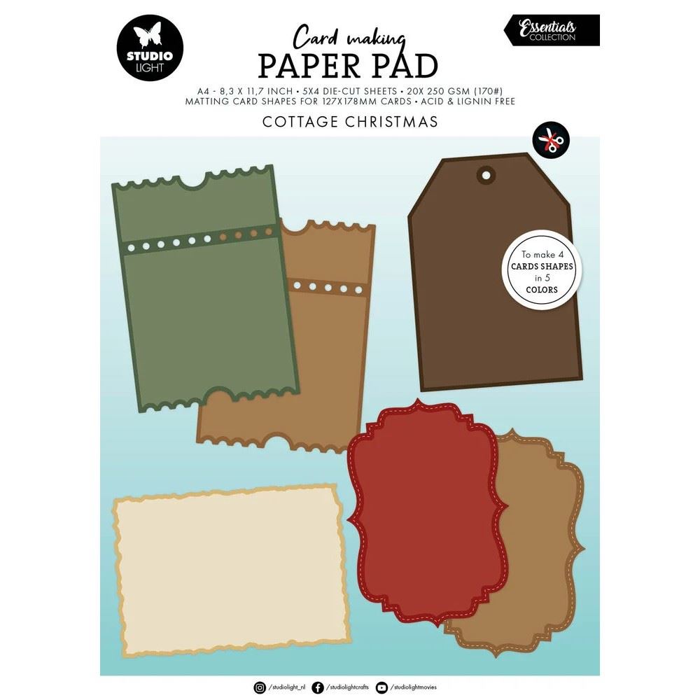 Blocco di carte scrap Card Making Cottage Christmas 12x17