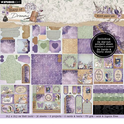 Blocco di carte scrap Diary of Dreams Mixed Paper Pad