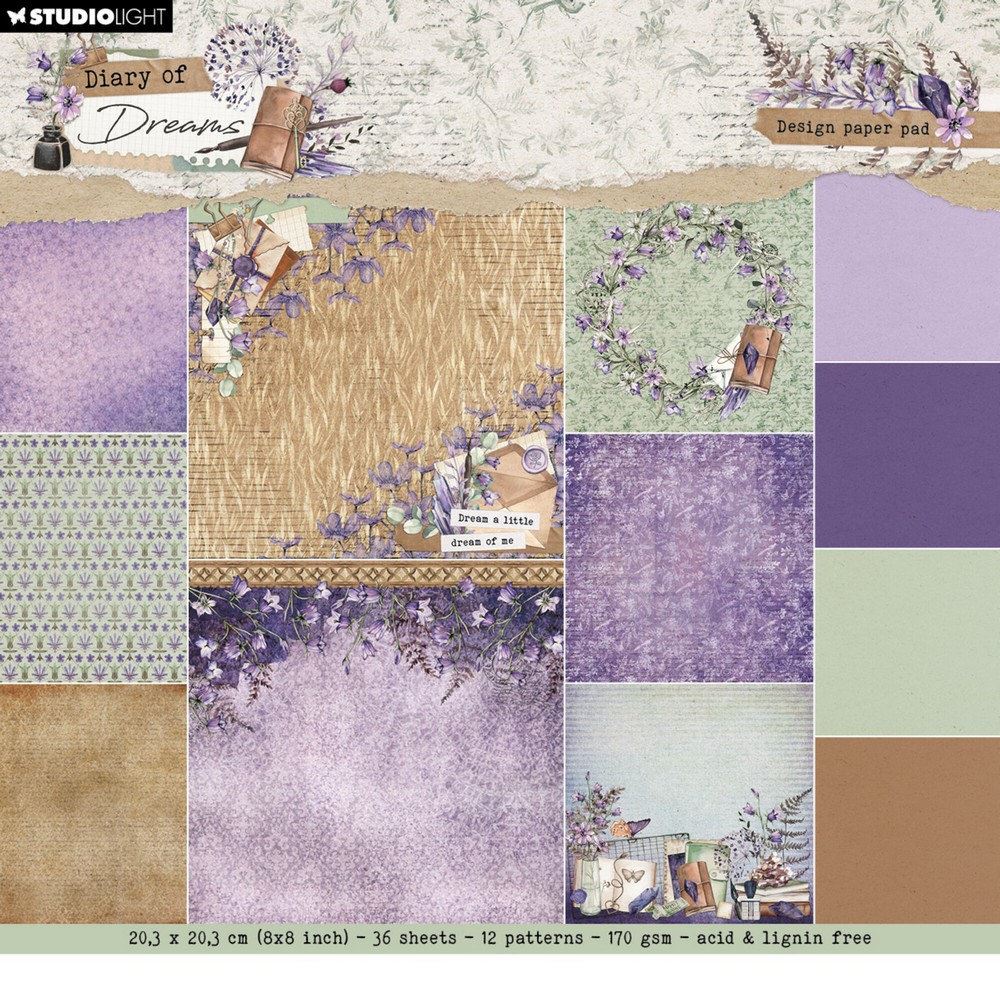Blocco di carte scrap Diary of Dreams cm 20 x 20