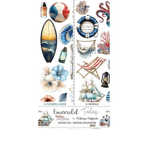 Blocco di carte scrap Emerald Tales Extras Set Mix cm 15 x 31