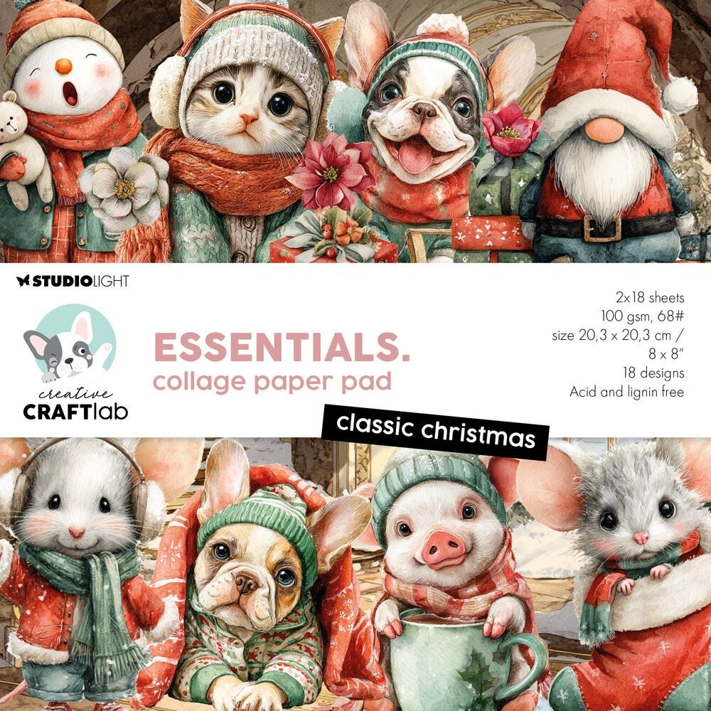 Blocco di carte scrap Essential Classic Christmas