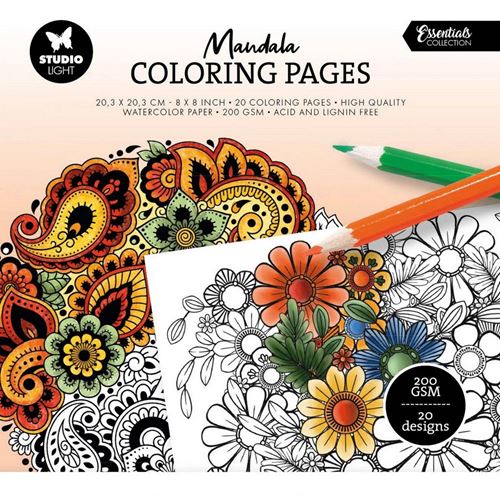 Blocco di carte scrap Essential Coloring Pages Mandala 20 x 20