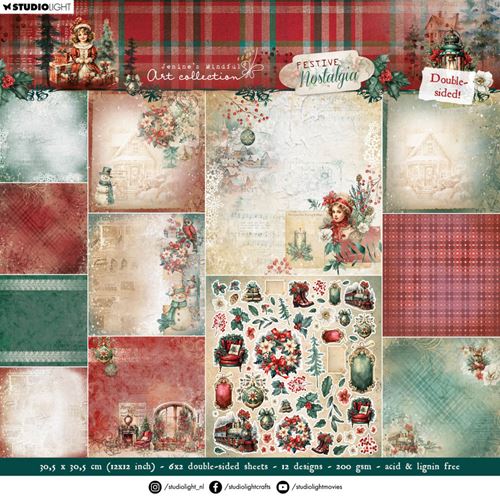 Blocco di carte scrap Festive Nostalgia cm 30 x 30