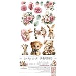 Blocco di carte scrap Baby Girl universe Extras Set Flowers & More cm 15 x 31