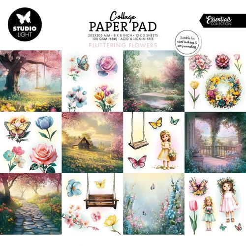 Blocco di carte scrap Fluttering Flowers 20 x 20