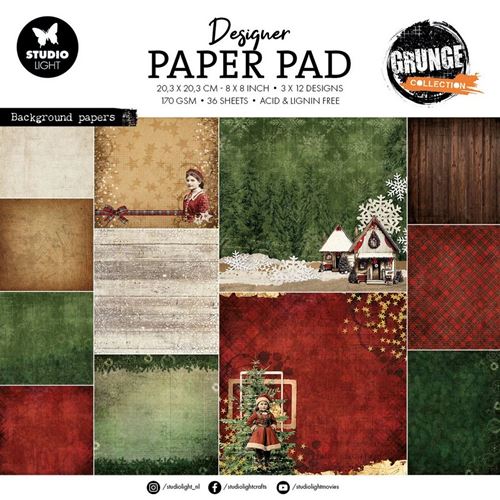Blocco di carte scrap Grunge Collection Background cm 20 x 20