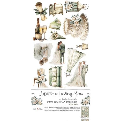 Blocco di carte scrap Lifetime Loving You Extras Set Wedding cm 15 x 31