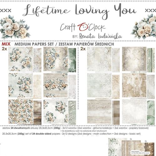Blocco di carte scrap Lifetime Loving You Medium Set cm 20x20
