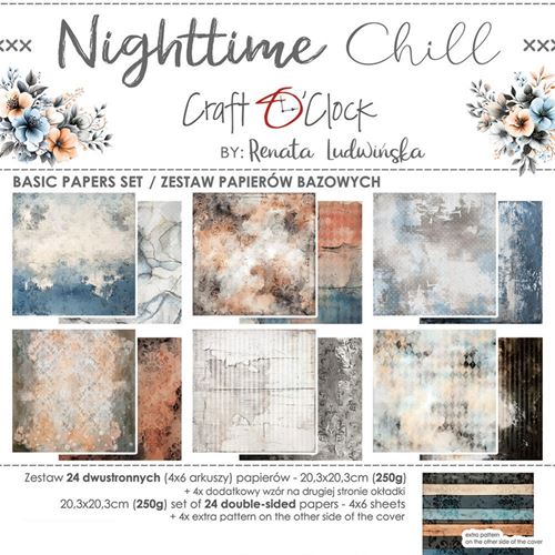 Blocco di carte scrap Nighttime Chill Basic Set cm 20x20