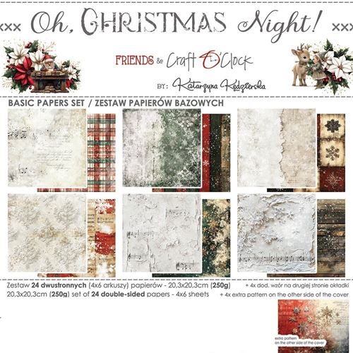 Blocco di carte scrap Oh Christmas Night Basic Set cm 20x20