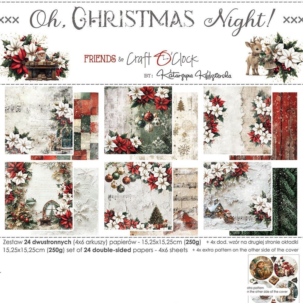 Blocco di carte scrap Oh Christmas Night cm 15x15