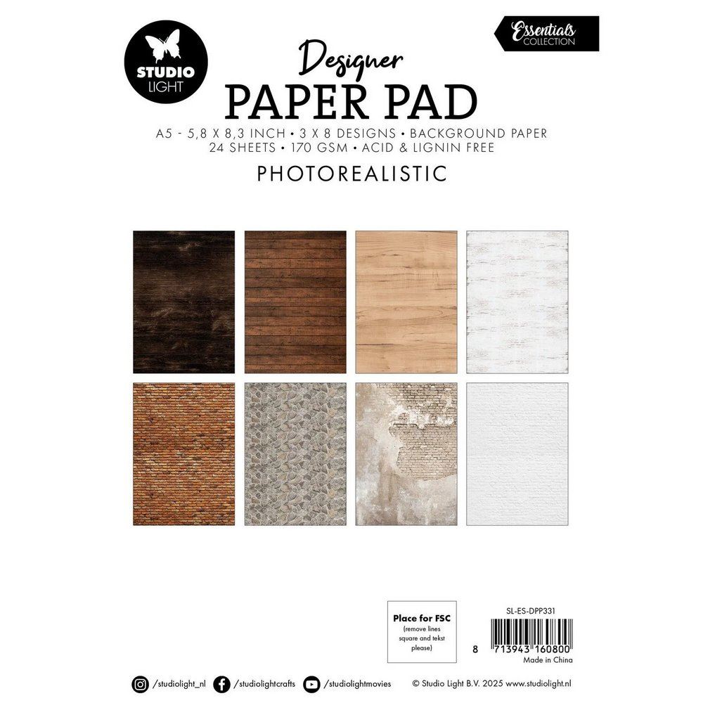 Blocco di carte scrap Photorealistic A5