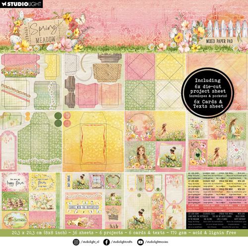 Blocco di carte scrap Spring Meadow Mixed Paper Pad cm 20 x 20