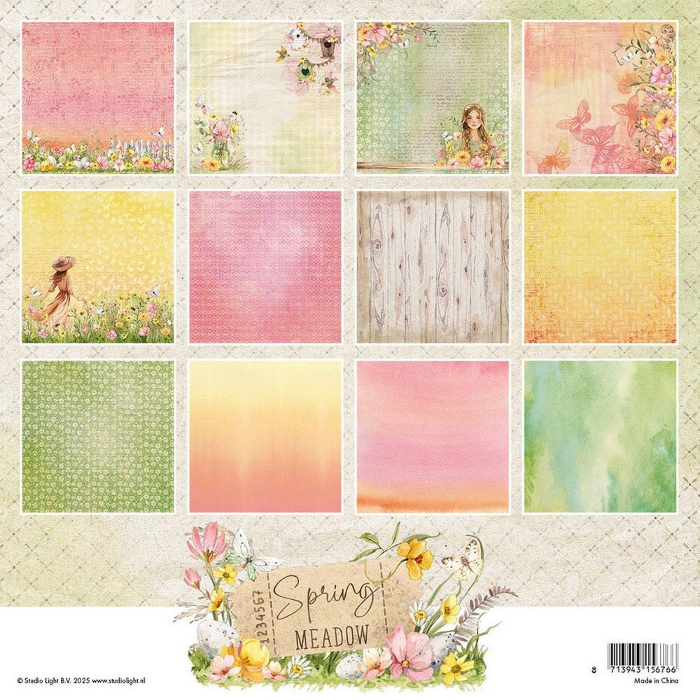 Blocco di carte scrap Spring Meadow cm 20 x 20
