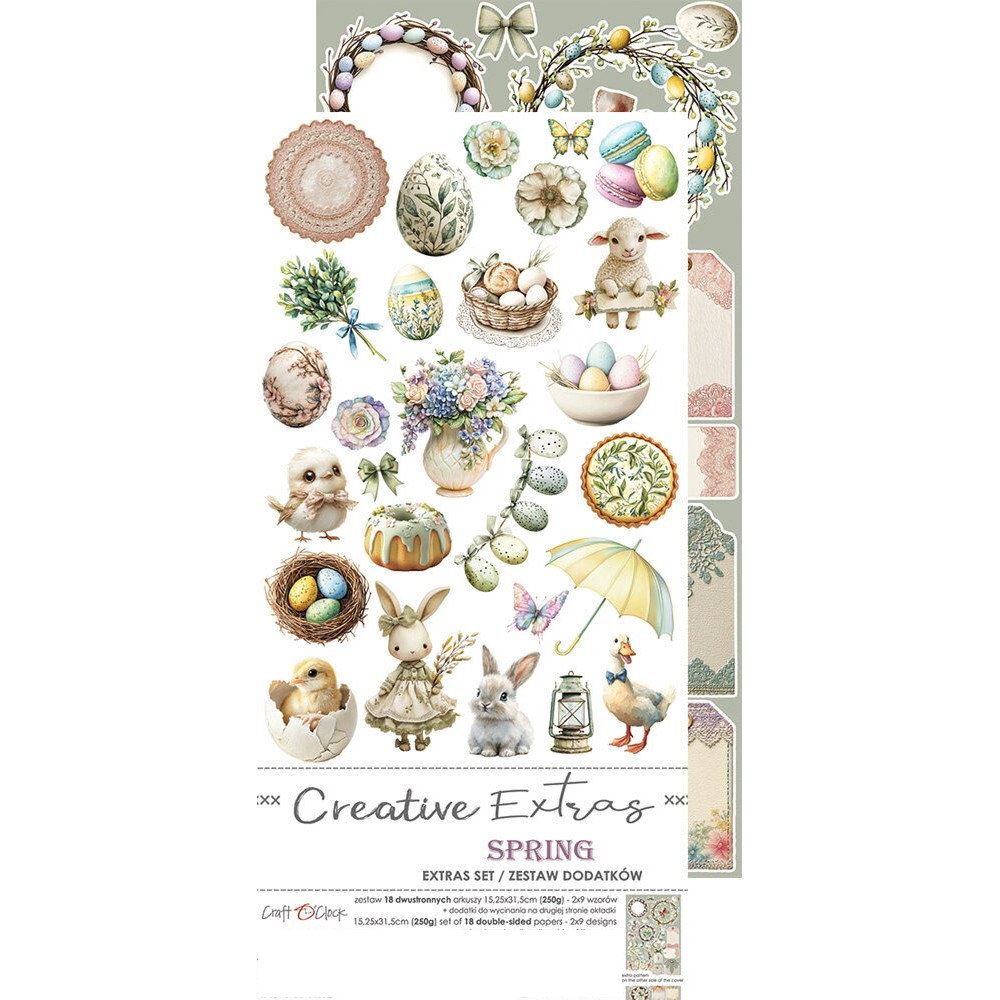 Blocco di carte scrap Spring in Love Extras Set Mix cm 15 x 31