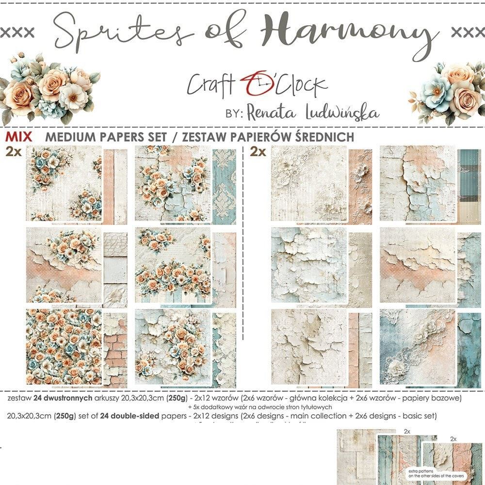 Blocco di carte scrap Sprites of Harmony Medium Set cm 20x20