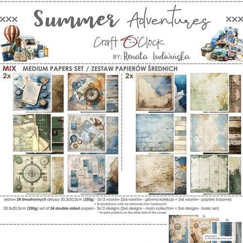 Blocco di carte scrap Summer Adventures Medium Set cm 20x20