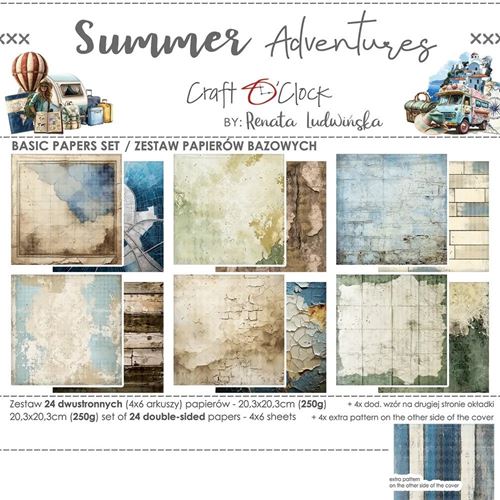 Blocco di carte scrap Summer Adventures Basic Set cm 20x20
