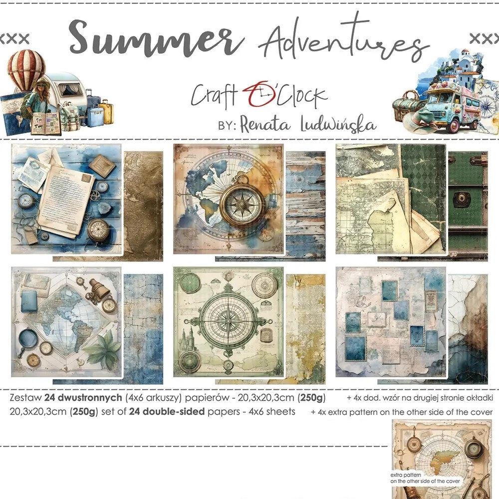 Blocco di carte scrap Summer Adventures Paper Set cm 20x20
