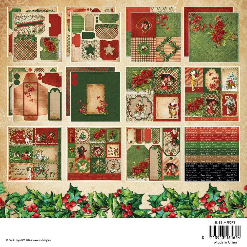 Blocco di carte scrap Vintage Christmas cm 20 x 20