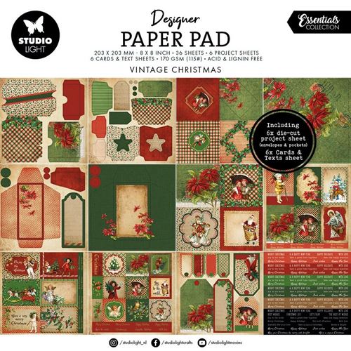 Blocco di carte scrap Vintage Christmas cm 20 x 20