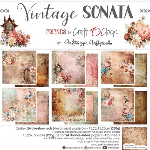 Blocco di carte scrap Vintage Sonata cm 15x15