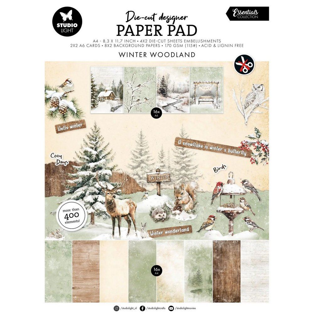 Blocco di carte scrap Winter Woodland A4