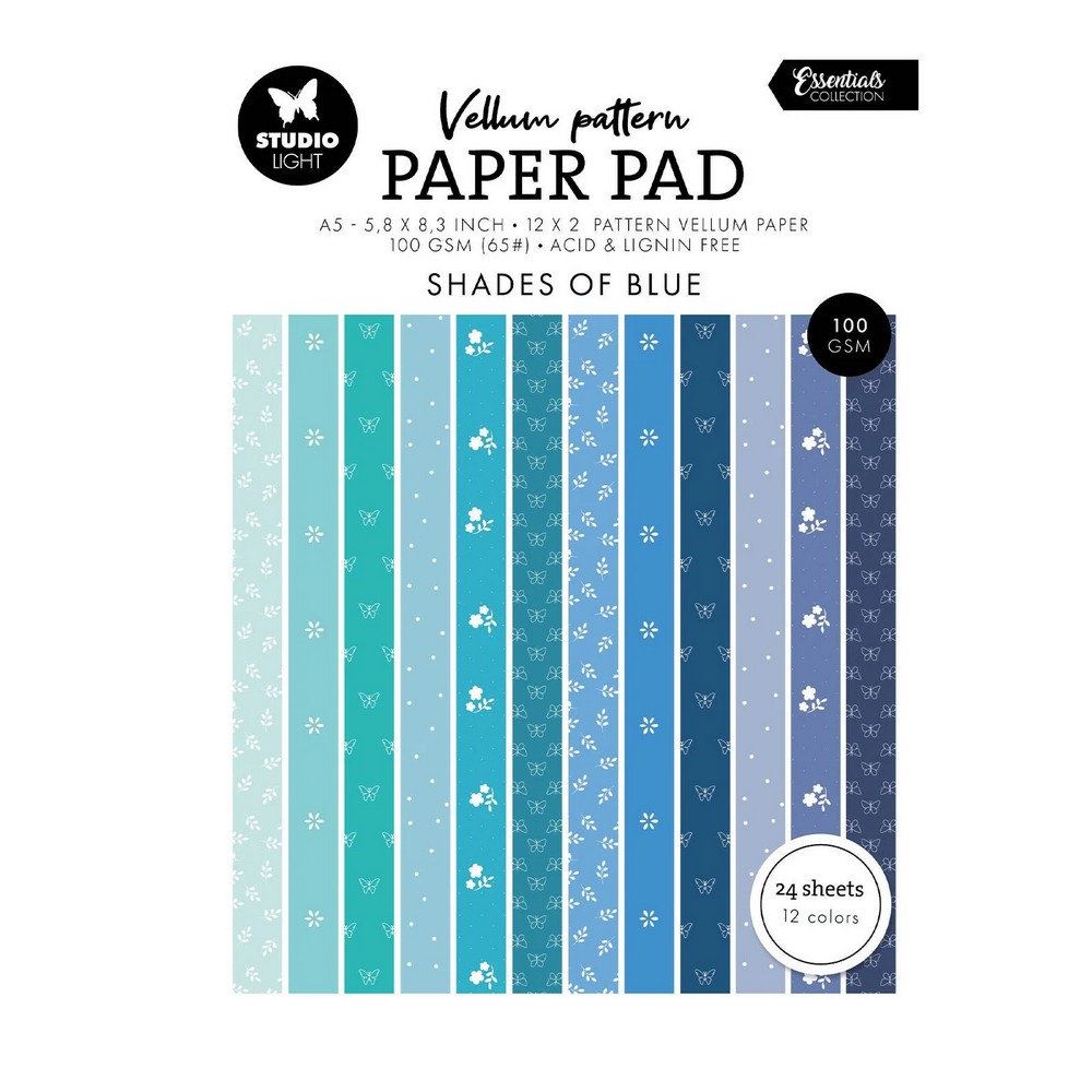 Blocco di carte vellum Stampa Blu primaverile A5